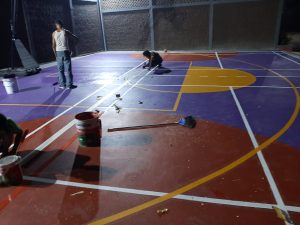 Pembuatan marking lapangan multifungsi